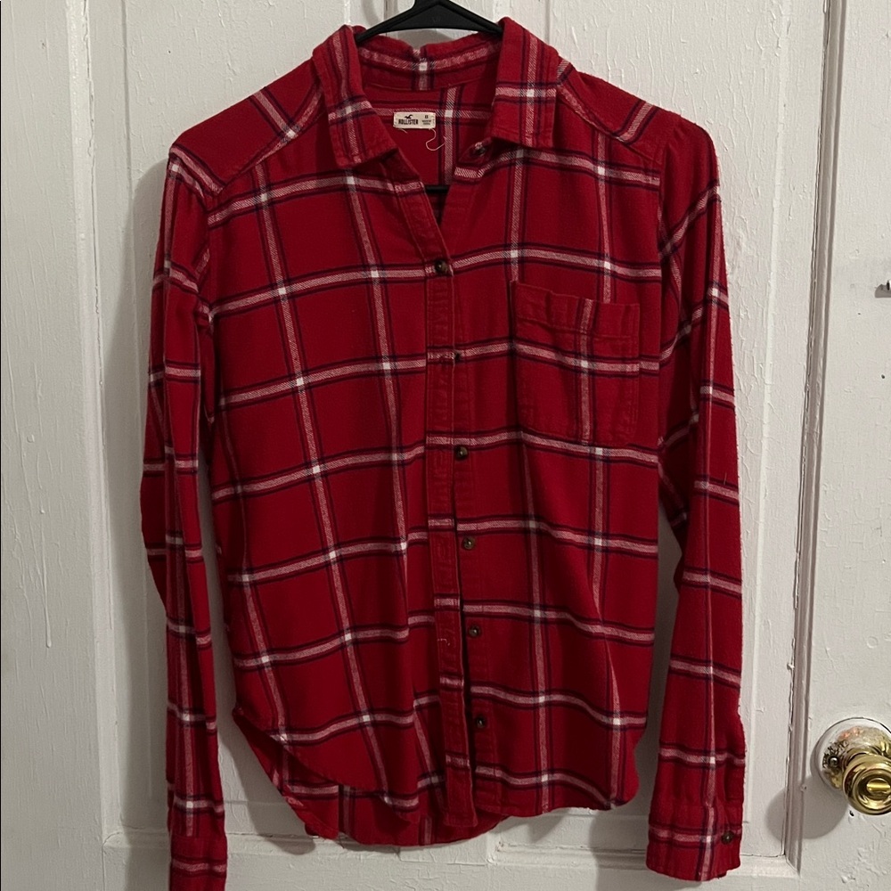 Hollister Red Plaid Button-Down Shirt